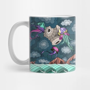 Flying trippy jellyfish Mug